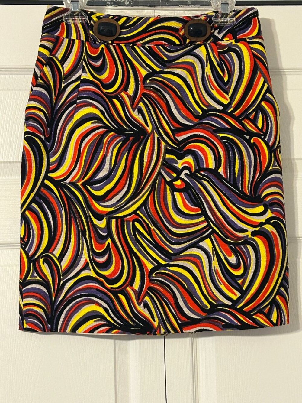 MILLY of New York Sz 10 Multi-Color Swirl Textured Fully Lined Pencil Skirt